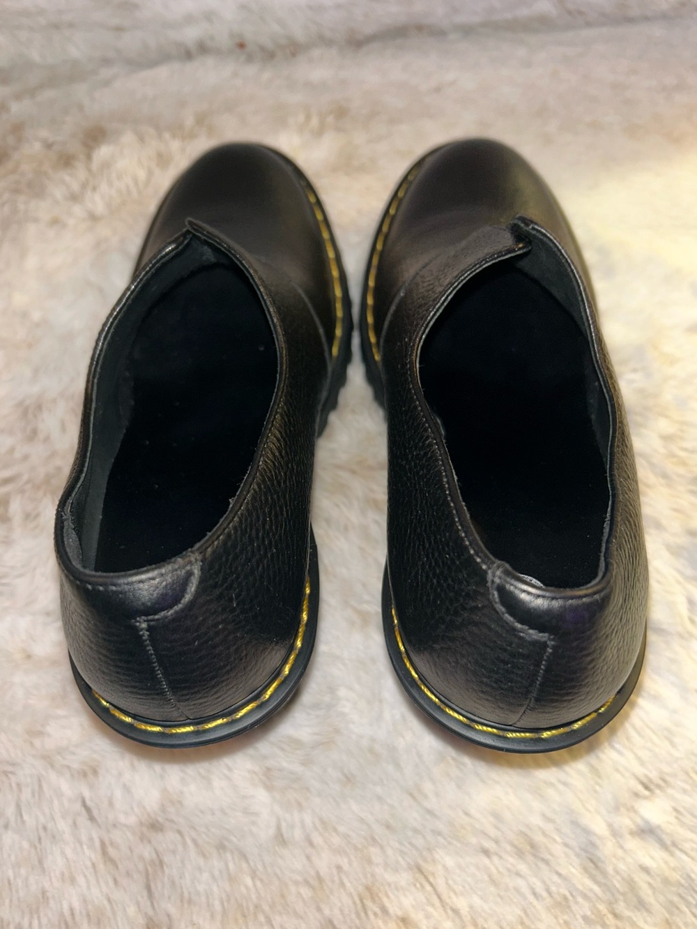 Dr. Martens Cordelia Aunt Sally Pebbled Black Leather Slip-On Platform Heels - Picture 3 of 6